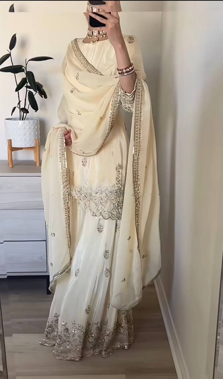 The Cinematic Cream Embellished Suit